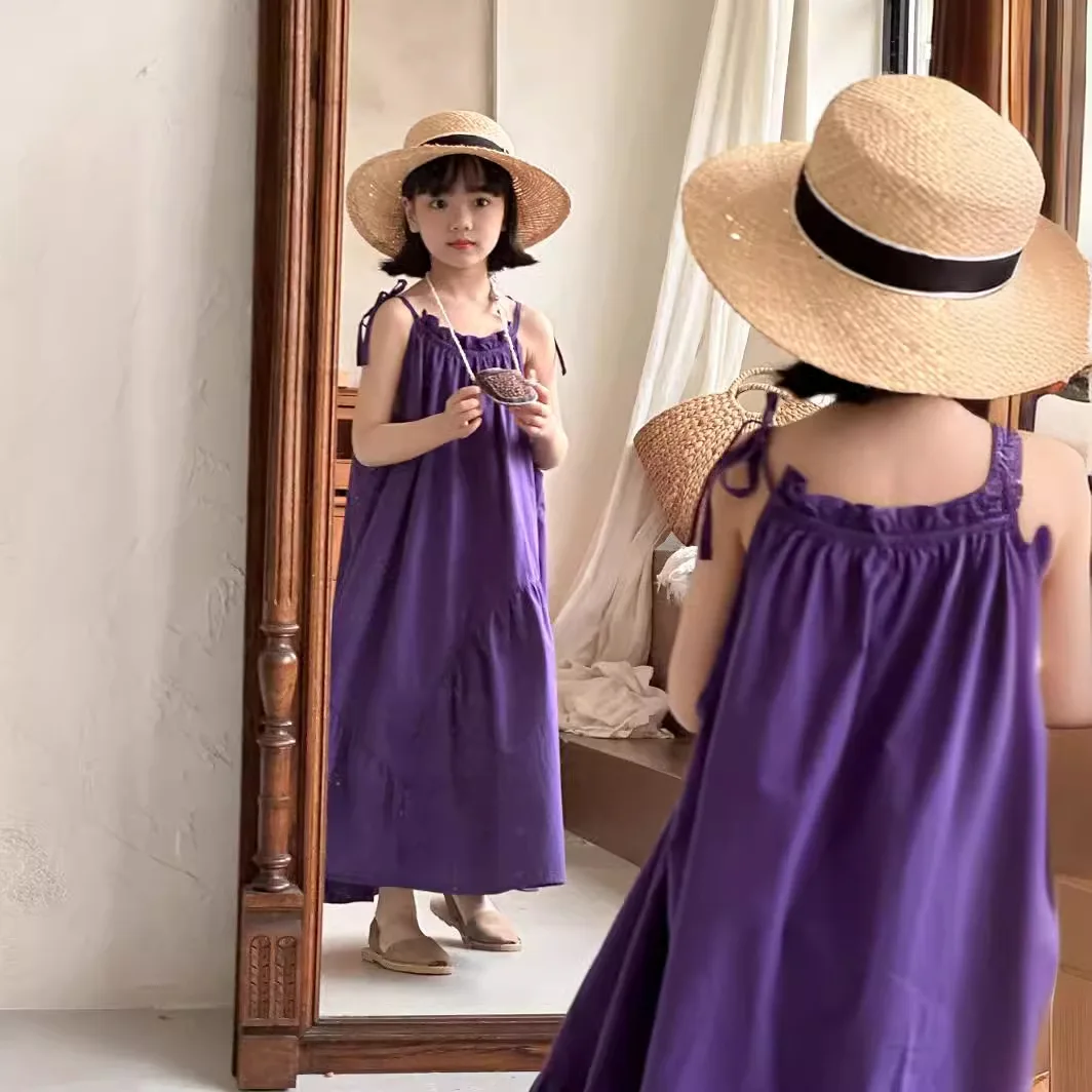 2026 Summer Sibling Outfits RAISE Floral Printed Kids Boys T-shirts+purple Shorts 2PCS Clothes Set Children Girls Sling Dresses