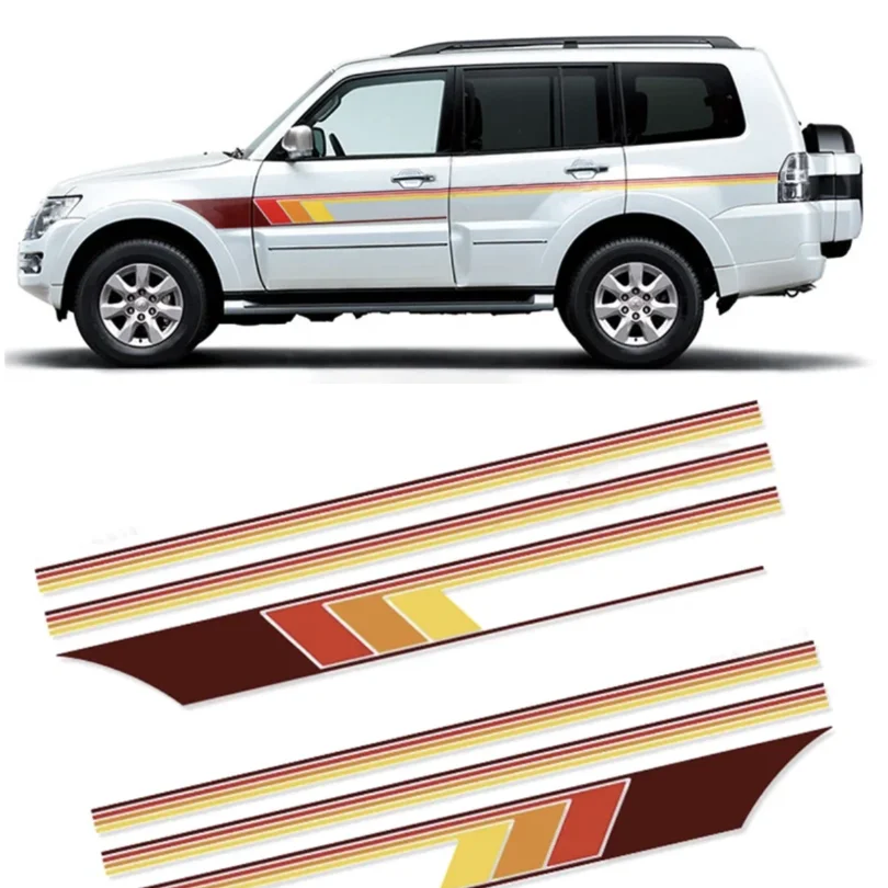 

Наклейка на талию Custo, внедорожная наклейка в полоску на тело, графика, виниловая пленка, декоративные аксессуары для Mitsubishi Pajero