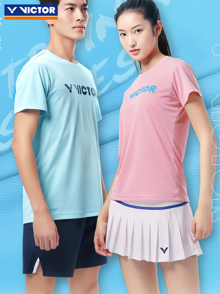 Victor Victor Victory Badminton Suit Men's and Women's Summer Sports Breathable Quick-Drng Knitted Short sleeve T-shirt