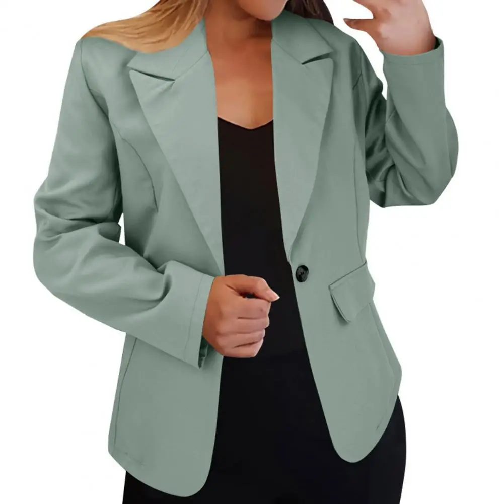 

Fall Coat for Women Women’s Suit Coat Lapel Long Sleeve Single Button Jacket with Flap Pockets Business Open Front Cardigan