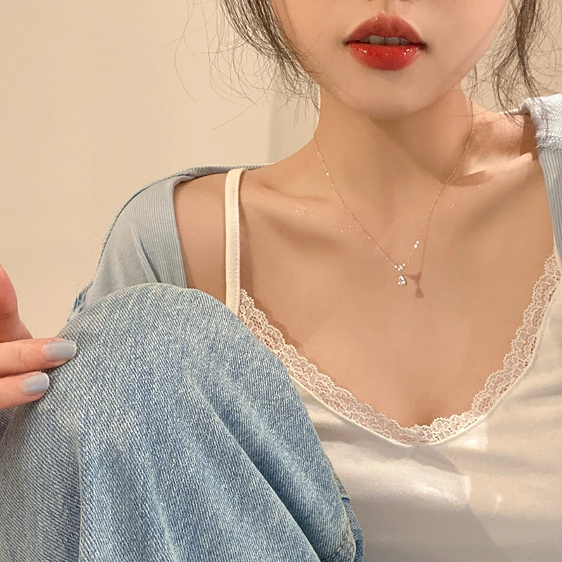 Mermaid Tears 925 sterling silver water droplet necklace for women's light luxury niche women 2025 new explosive accessory