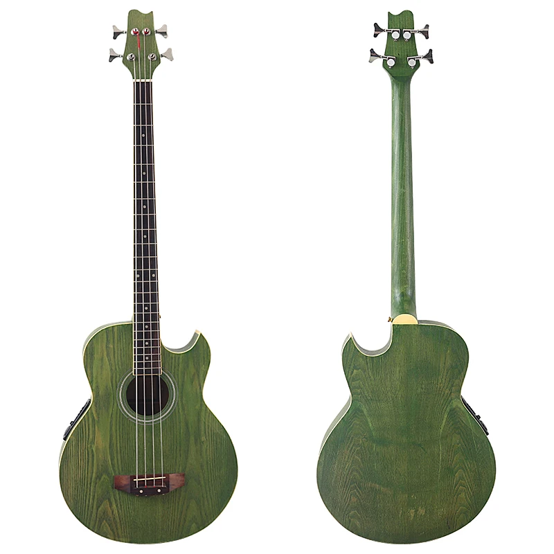 Stock 4 Strings Electric Acoustic Bass Guitar 43 Inch Ashwood Body Cutaway Design Folk Guitar With Small Flaw