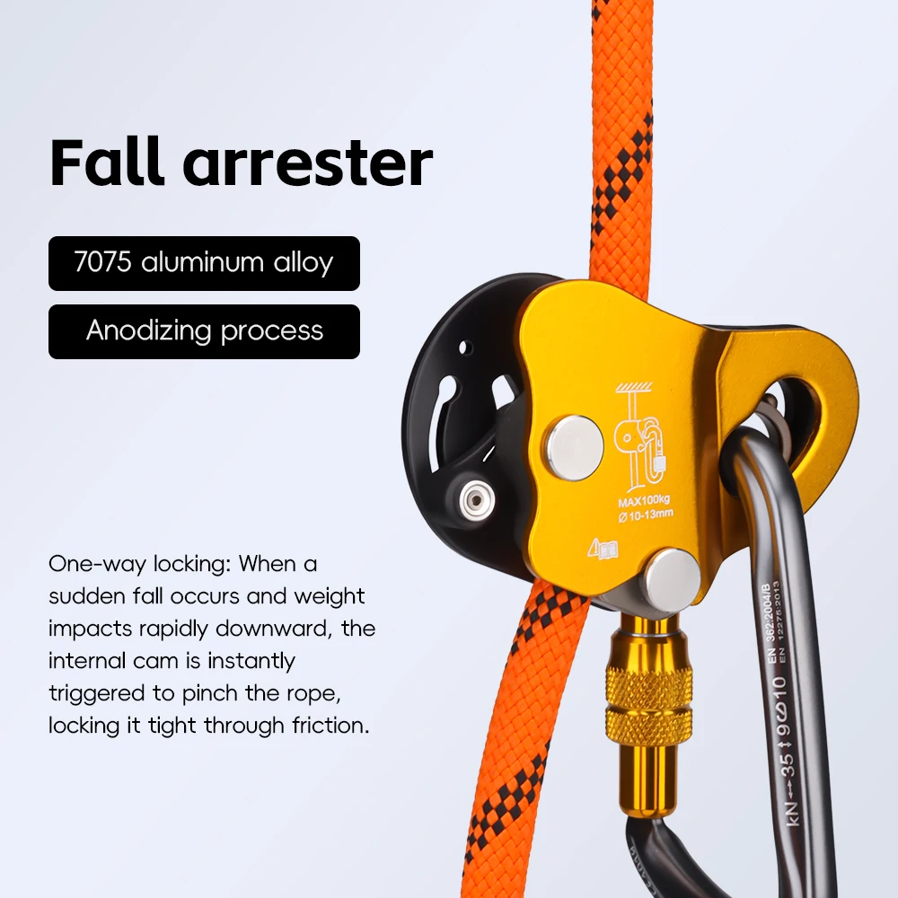 Mobile Fall Arrester Rescue Grab Mobile Fall Stopper Aerial Work Automatic Lock Climbing Mountaineering Fallen Protection Device