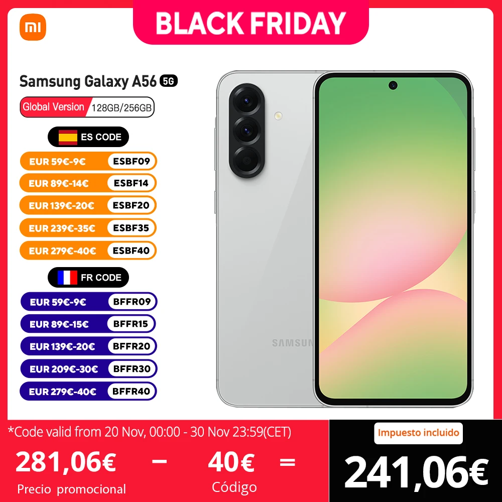 Samsung Galaxy A56 5G Smartphone Version Moyen-Orient, Exynos 1580, cran Super AMOLED 6,7