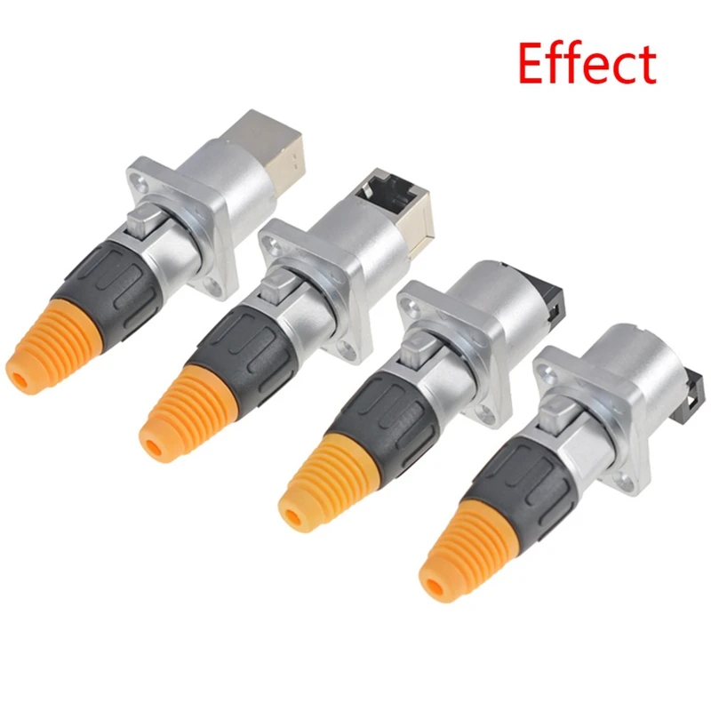 Водонепроницаемый экранированный разъем RJ45 с кнопкой, держатель RJ45 без кнопки, портативный светодиодный дисплей, сигнальная розетка, прочный D