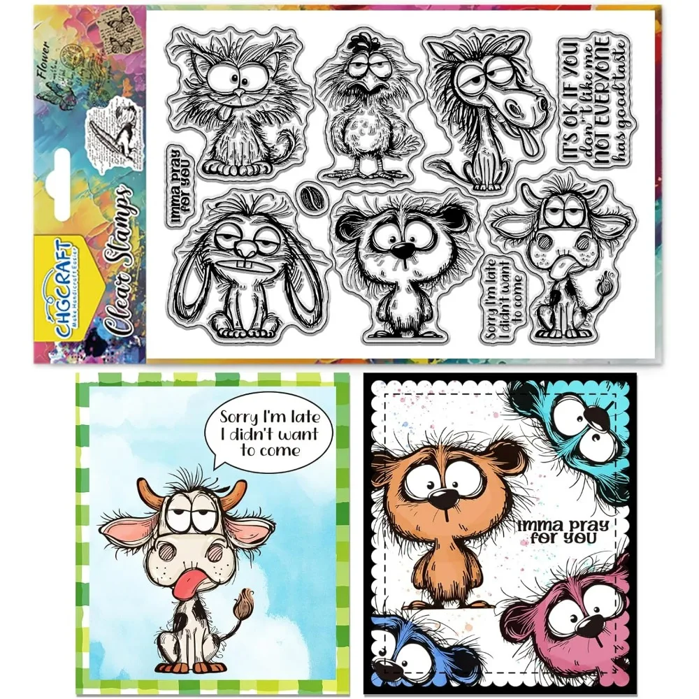 Crazy Fun Tier-Stempel, transparente Bastelstempel für DIY Scrapbooking, Fotoalbum, dekorative Karten, die Tier herstellen