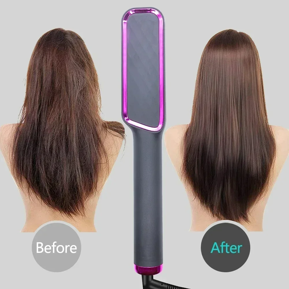 Multifuncional Aquecimento Elétrico Alisamento De Cabelo, Curling Iron, Negativo Ion Alisamento Pente, Anti-Scald Styling Tool