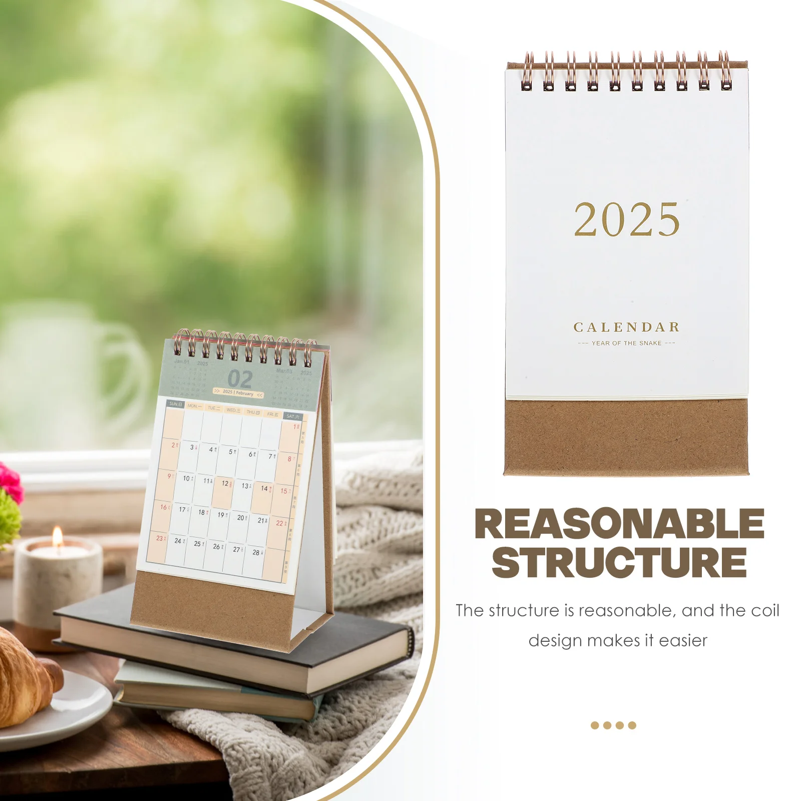 2025 calendário de mesa escritório em pé decorativo pequeno acessório doméstico mês diário decoração papel delicado