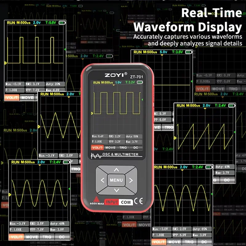 9999count 2in1 Digital Oscilloscope Multimeter  Portable Multimeter 48Msps 5MHz Multifunctional Electrical Test Tool ZT70