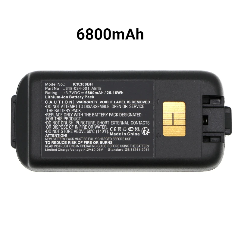 3.7V/5200mAh/6800mAh  Barcode Scanner Battery AB18 AB17 318-033-001 for Intermec CK3 CK3A CK3R CK3X CK3C CK3C1 CK3N CK3N1 EDA61K