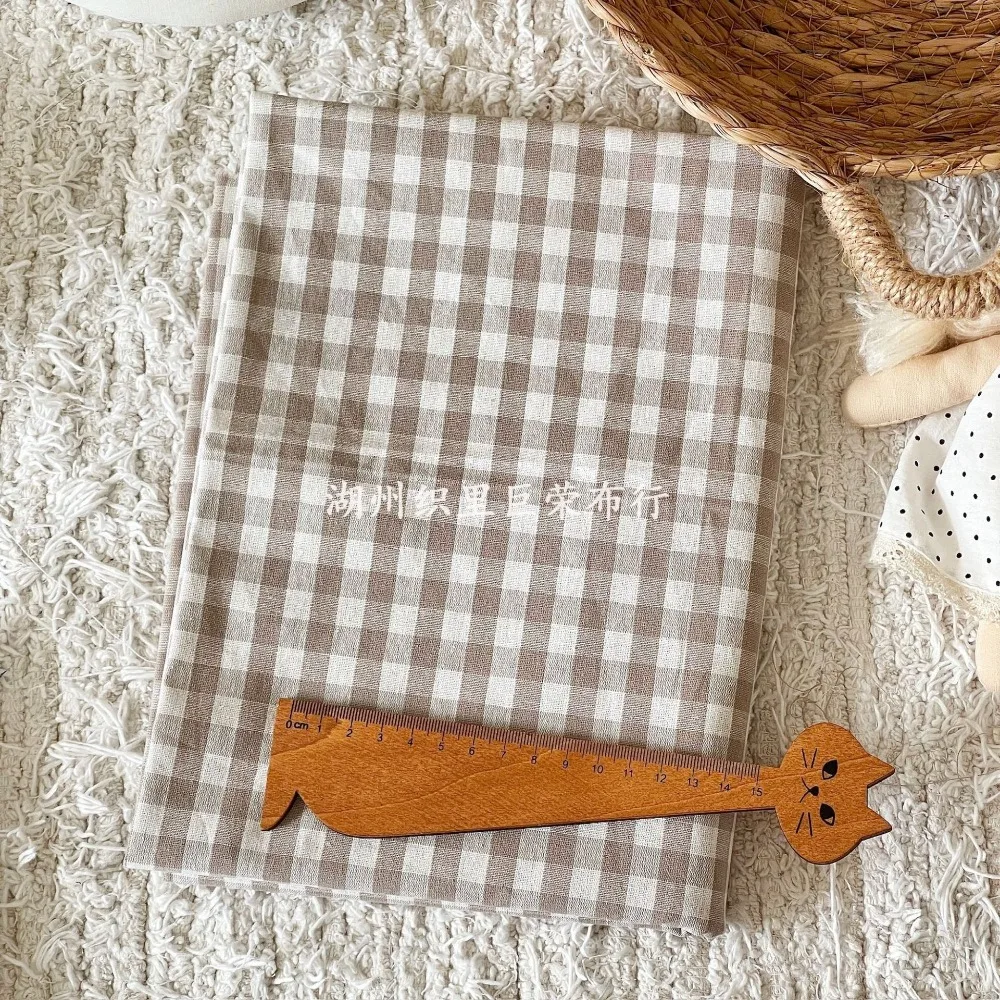 145 x 50 cm Kaffeefarbener Baumwollstoff, gewebtes Karo-Tuch für Damen, Kleidung, Taschen, Haarschmuck, Nähtuch – Detail 20