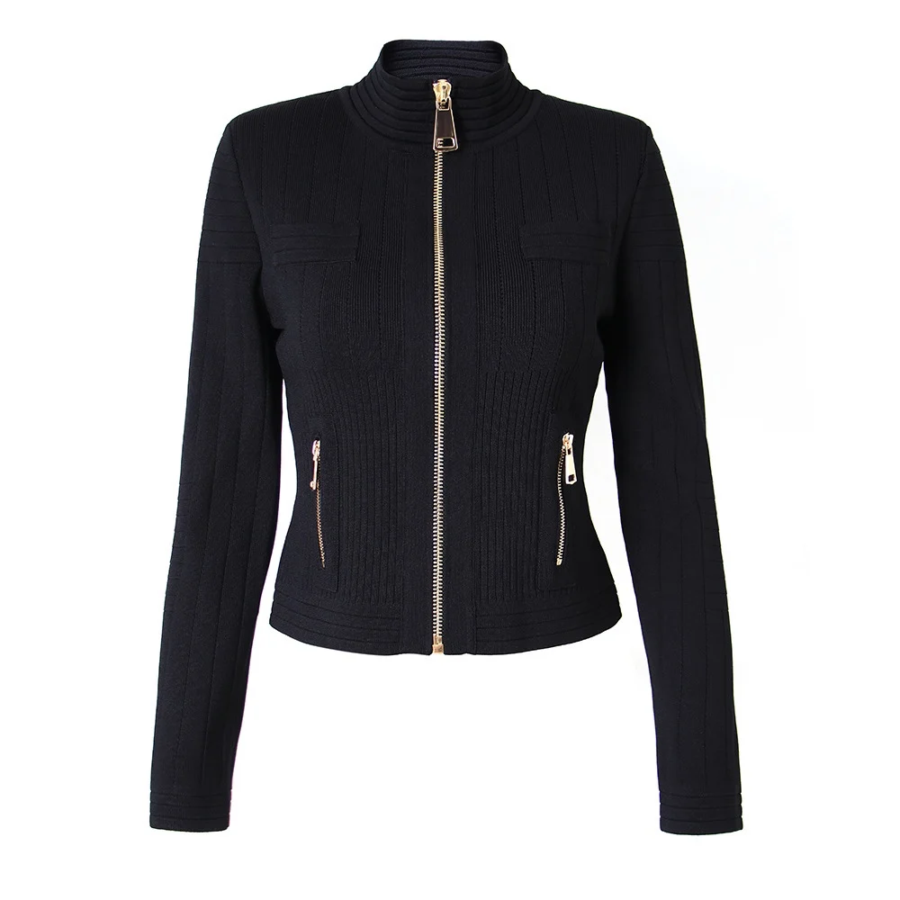 

Ele Street Sle вязаный облегающий кардиган на молнии для женщин осень-зима модное универсальное длинное пальто све