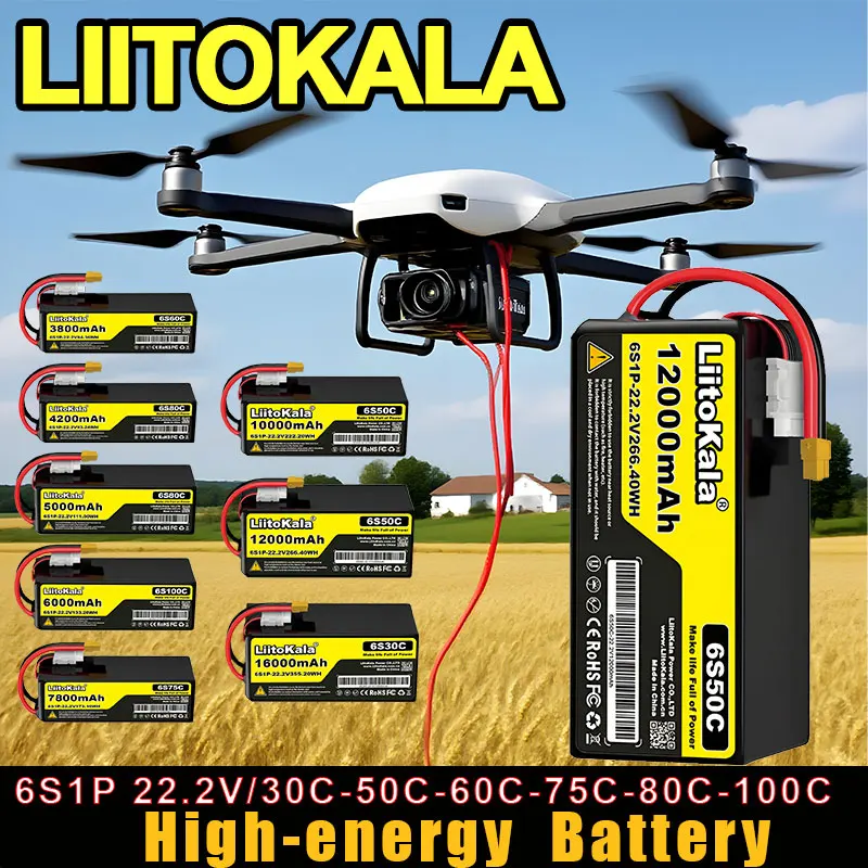 

Липо-батарея высокой емкости 6S 30-100C 22,2 В 3800 мАч-22000 мАч для радиоуправляемого вертолета, самолета, радиоуправляемого автомобиля, хобби, детали с вилкой XT60