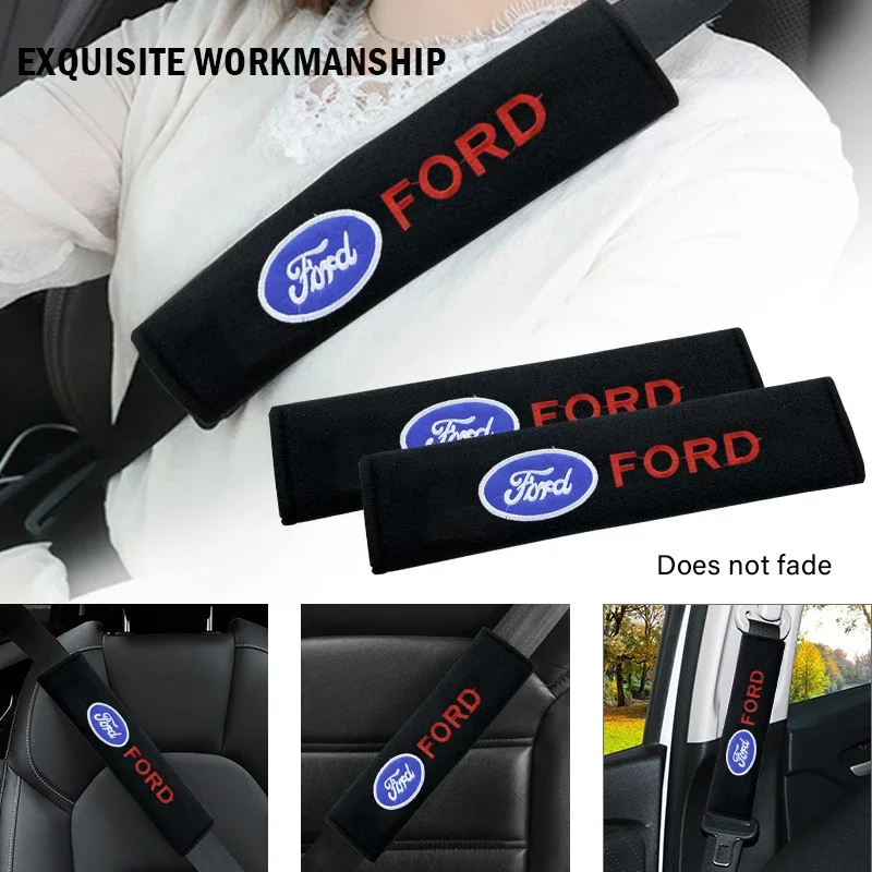 2Pcs Car Seat Belt Pads Seat Shoulder Strap Pad Cushion Cover For Ford Focus 2 3 Fiesta Fusion Mk2 Mustang Mk7 Car Styling