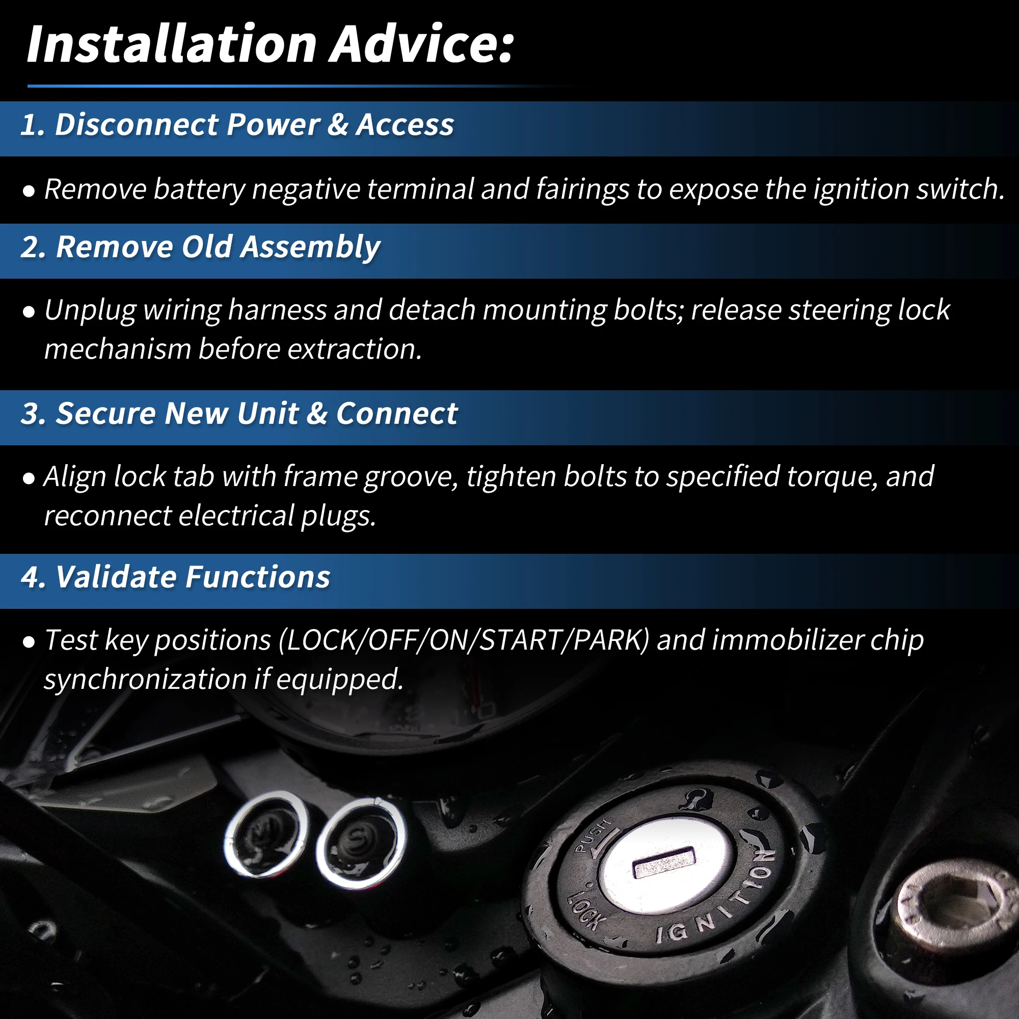 X Autohaux مفتاح إشعال التبديل No.35010KS4711 لهوندا CN250 اللولب 1986-2007 1 Set #6