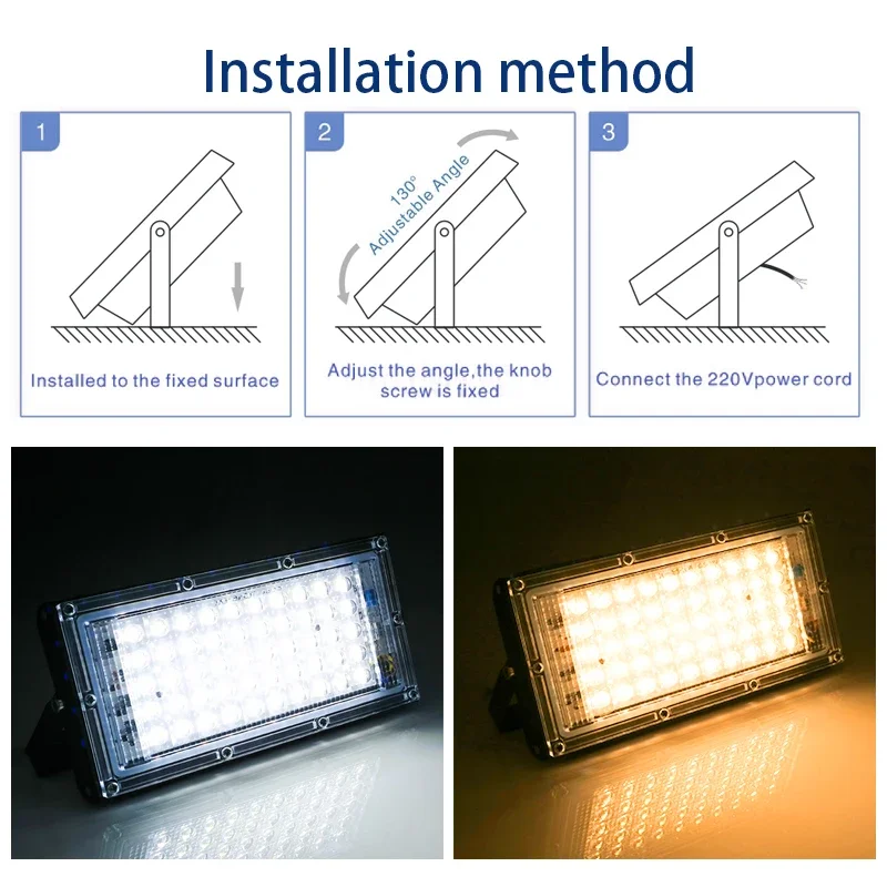 4 unids/lote luz de inundación Led AC 220V 110V reflector para exteriores IP65 impermeable 50W 100W lámpara de calle LED iluminación de paisaje