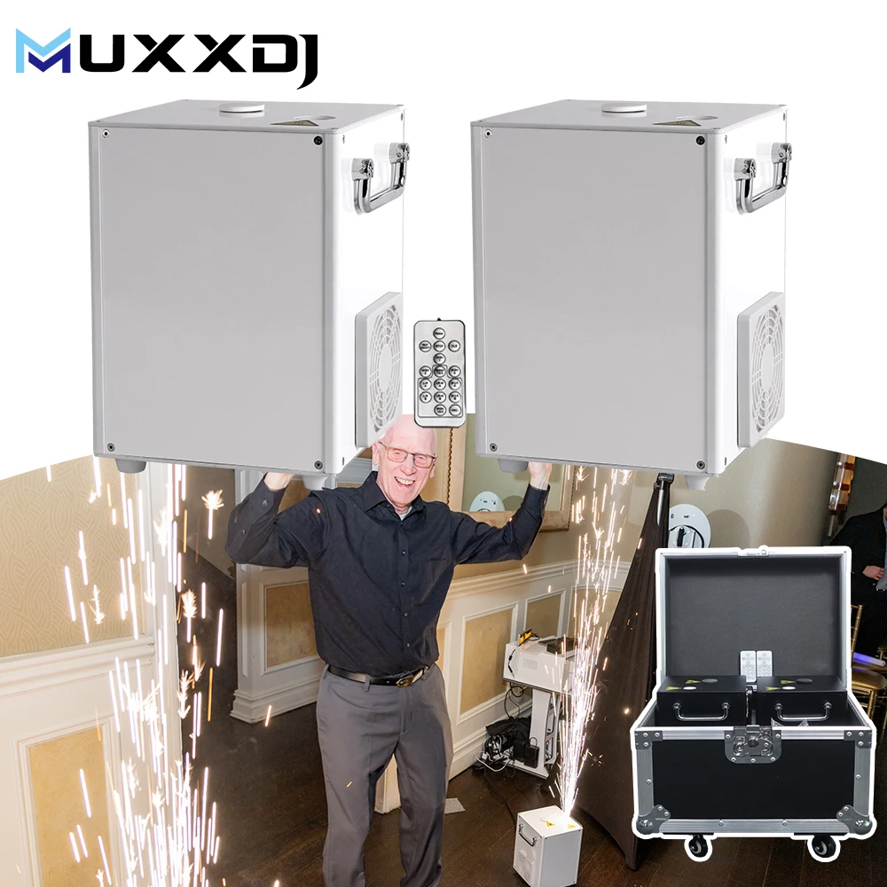 MUXXDJ 2pcs With Flight Case Stage Effect 650W Cold Spark Machine DMX512 Fountain Spark Machine for Wedding DJ