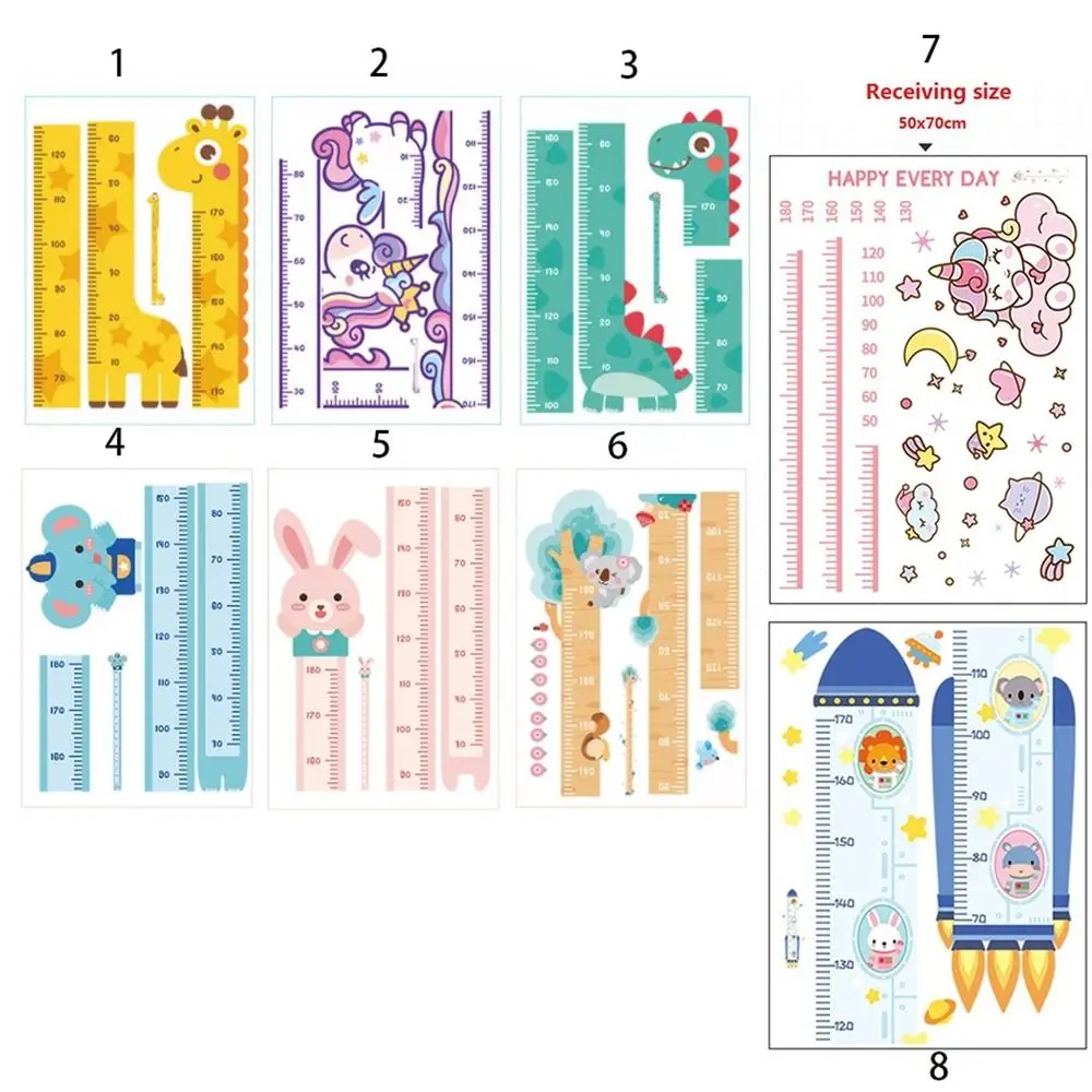 Self-adhesive Animals Height Measure Stickers Child Growth Ruler Removable 3D Unicorn Dinosaur Background Wall