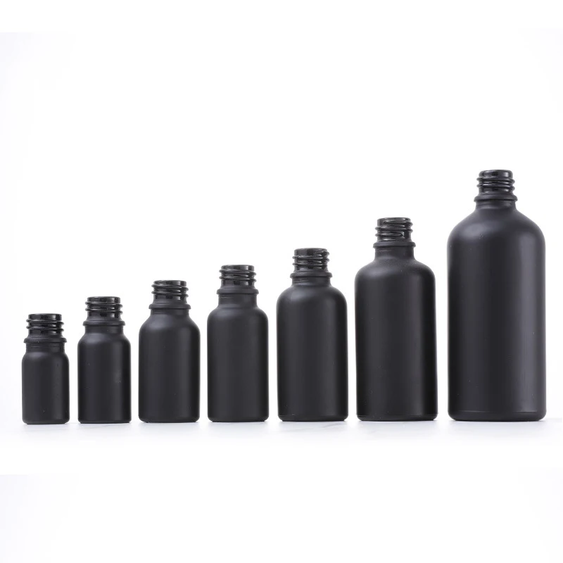 5/10/15/20/30/50/100ML Frosted black glass dropper bottle with aluminum cap