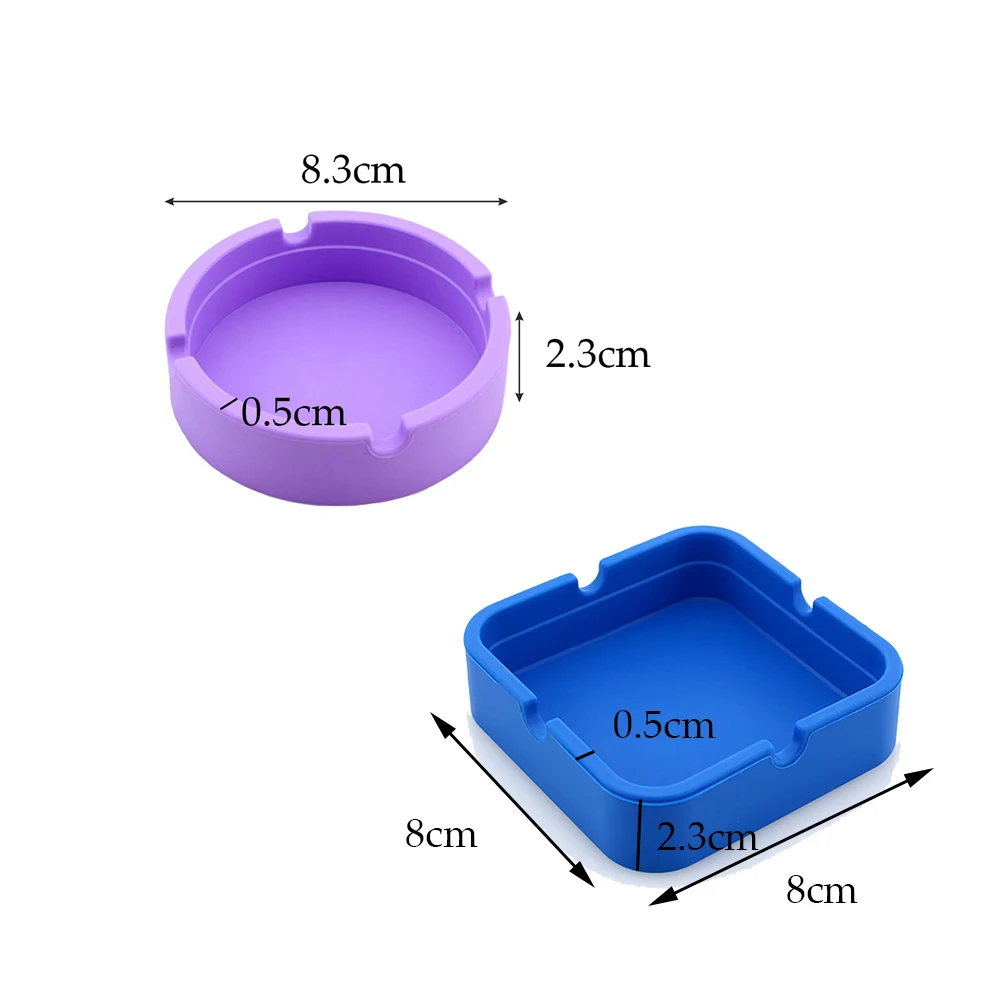 1PCS Colorful Circular Square Silicone Ashtray Light Fluorescent Smoke Convenient Cigarette Case Dropper Creative Ashtray