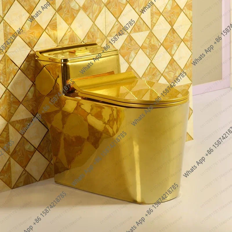 Bn I X Golden Pulse Toilet Gold Luxury Gold Creative Personality Tankless Toilet Hotel KTV European Color Toilet Seat