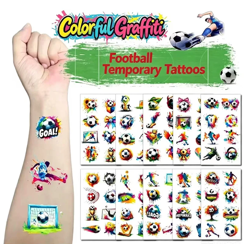 10PCS new painted graffiti football tattoo sticker carnival football peripheral game fans DIY decorative tattoo sticker