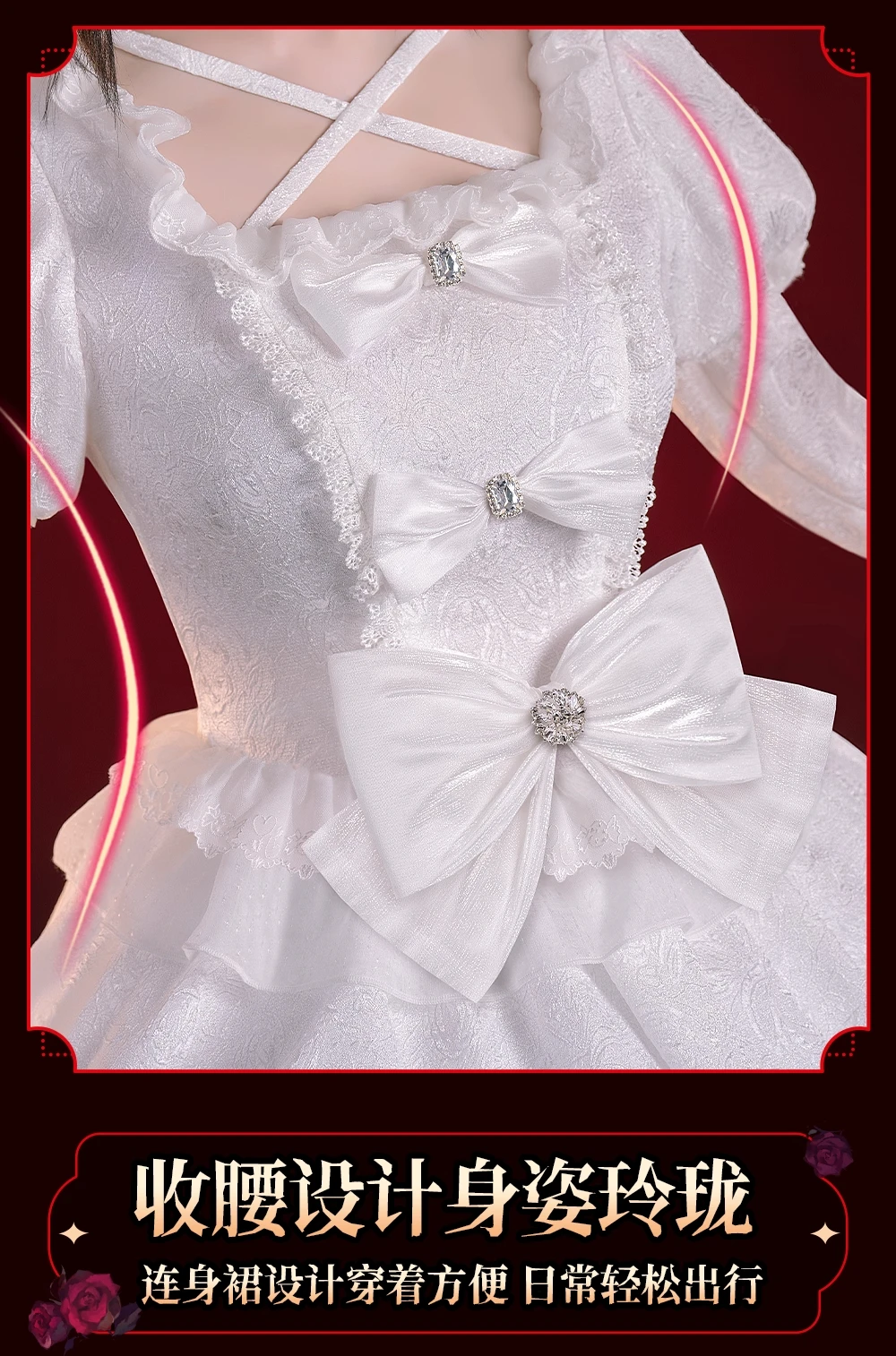 Tokisaki Kurumi คอสเพลย์เครื่องแต่งกายสําหรับคริสต์มาสฮาโลวีน Date A Live ผู้หญิงขนาด S-XL Nightmare ชุดสีขาวน่ารักสีขาว Lolita