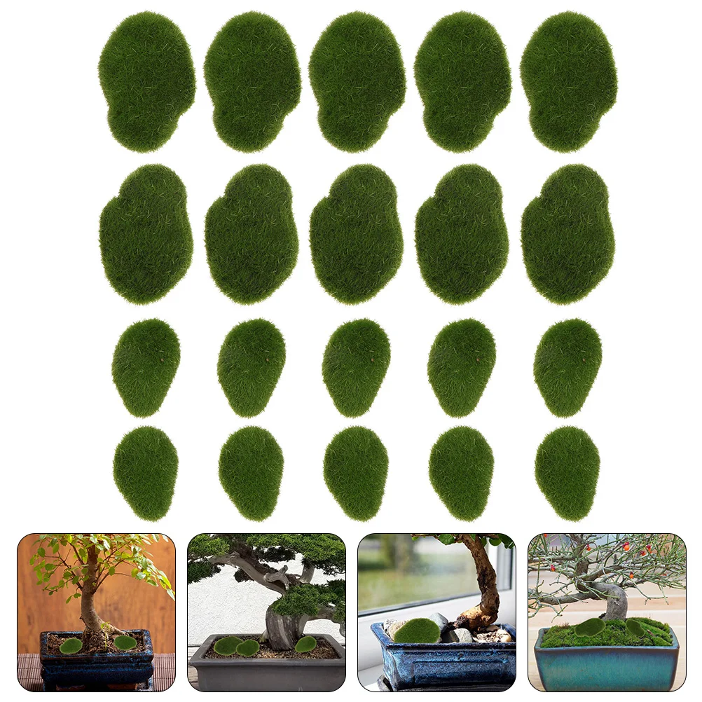 24 Pcs Artificial Moss Stone Decorative Fake Rocks Stones Props Emulated Mossy Decorations