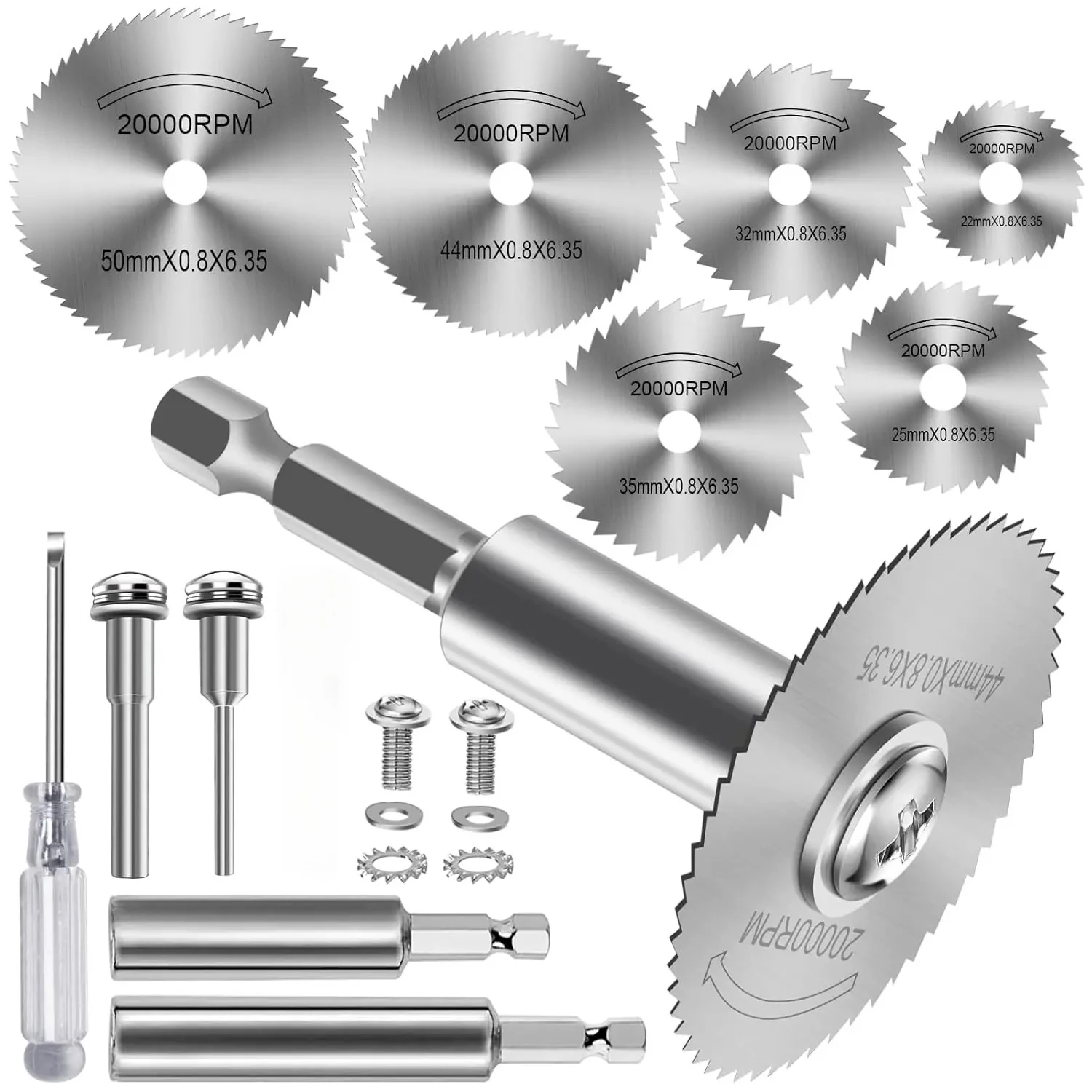 HSS Circular Saw Blade Set 1/4 Inch Hex Shank Multi-Function Cutting Disc for Rotary Tool Metal Wood Plastic