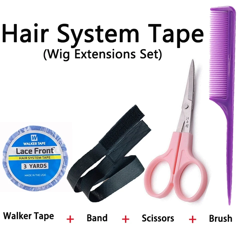 Wig Installation Kit Set Adhesive Tape for Lace Wig Toupee Front Waterproof Hair Tape Double Side Adhesive Super Tape Replacemen