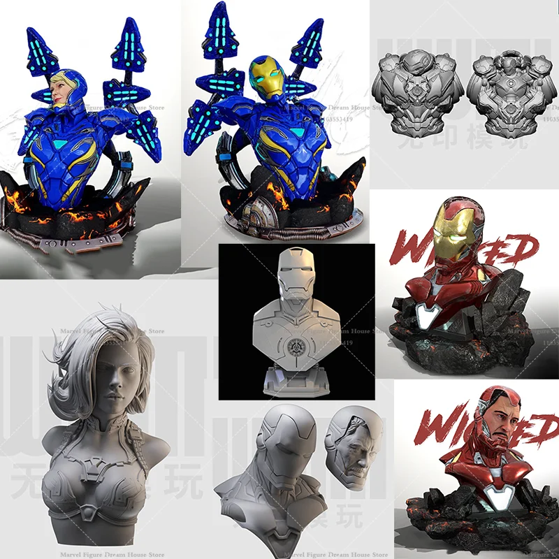 1/16 1/10 Scale Professional Partners And Soulmates Pepper Tony DIY GK 3D Bust Resin Un-panited White Self-assembly Dolls