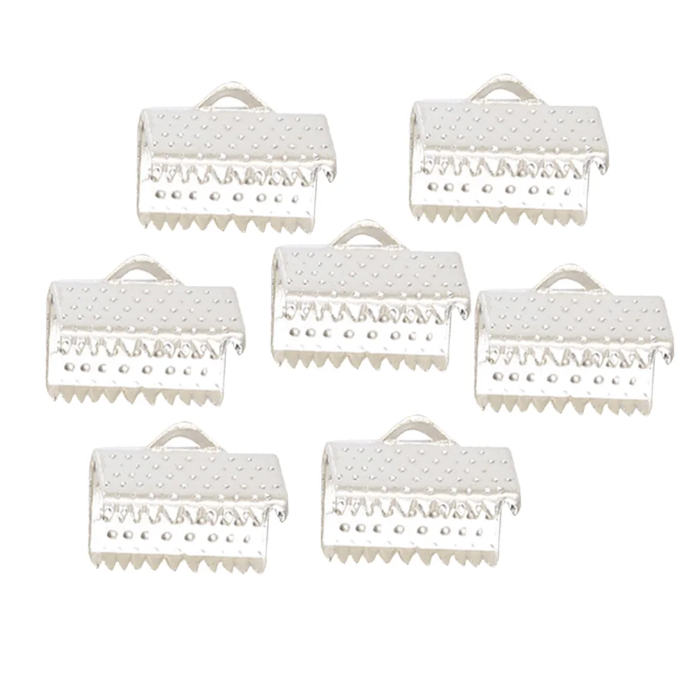 100 PCS End of Line Necklace Closures Jump Rings for Jewelry Making Textured Crimp Clamps