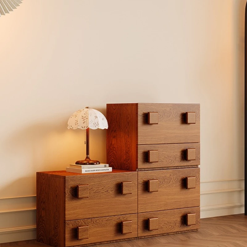 

Retro style storage drawer cabinet, living room against the wall, dining side cabinet, medieval solid wood bucket cabinet