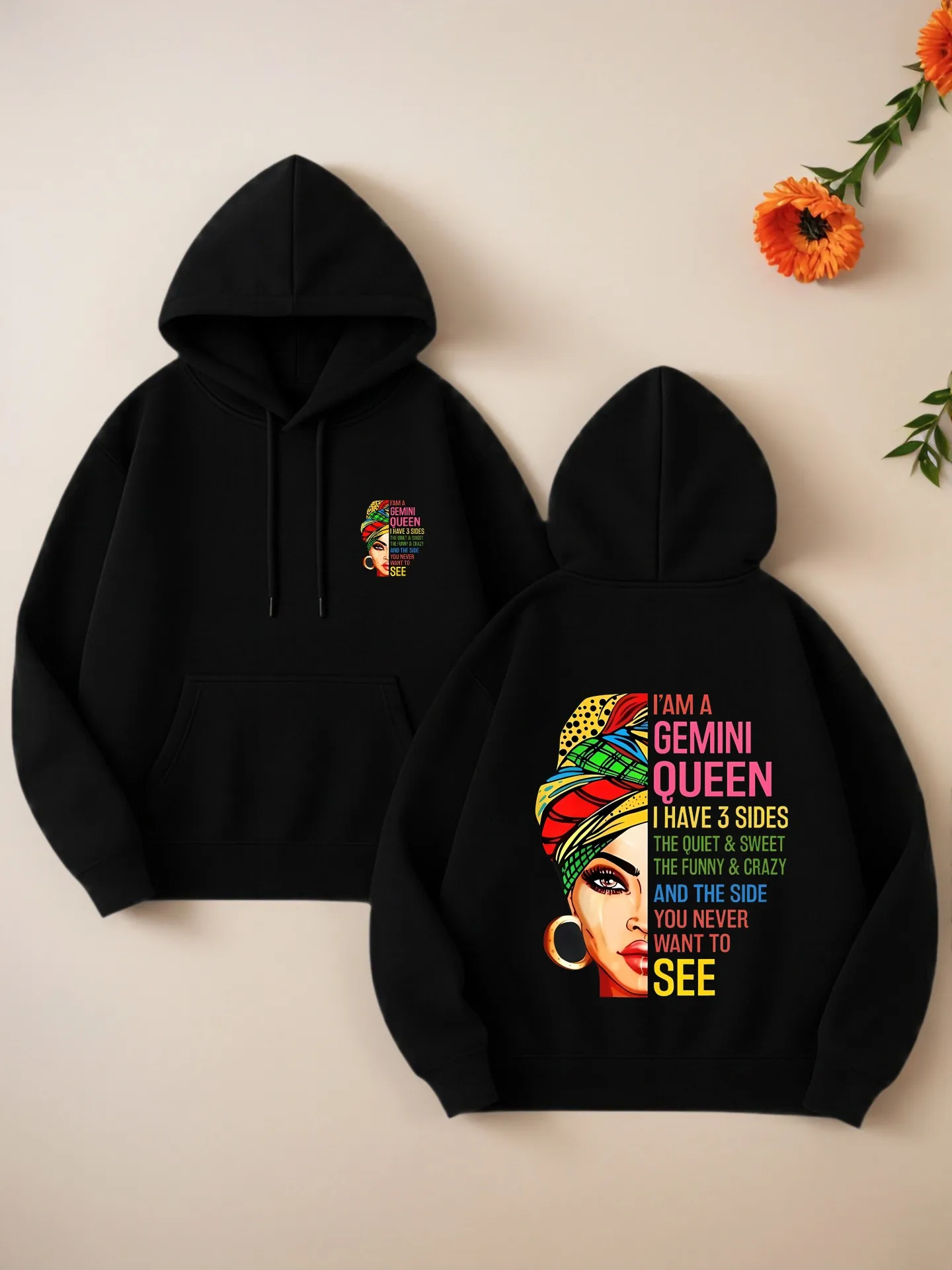 

Женская толстовка с рисунком, эстетический дизайн, принт Gemini Queen, мягкая ткань, повседневная повседневная одежда, для молодых женщин