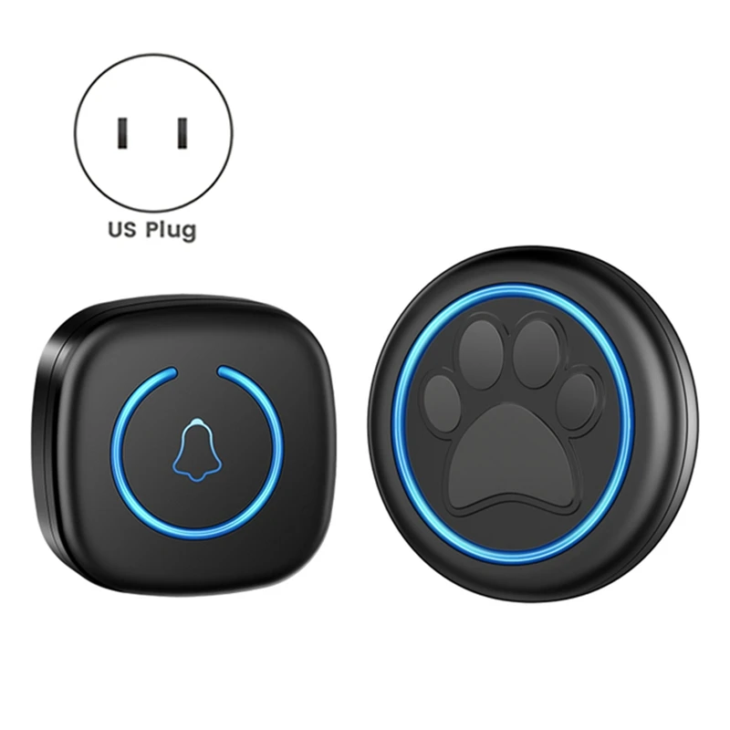 Wireless Doorbell For Cats & Dogs 300M Range 60 Songs High Volume Waterproof Smart Home Training Bell US Plug
