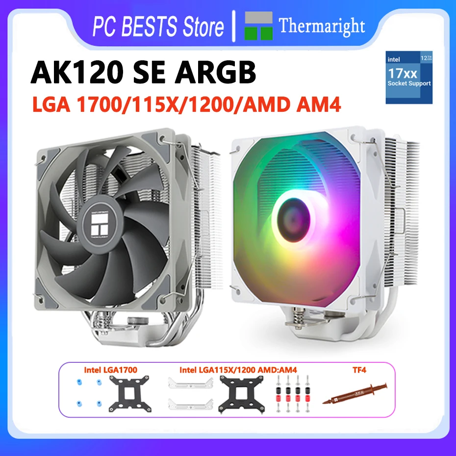 

Thermalright AK120 SE WHITE ARGB Radiator 5 Heat Pipe CPU Air-cooled Cooler 4pin PWM Pure Copper AGHP LGA115X 1200 1700 AM4