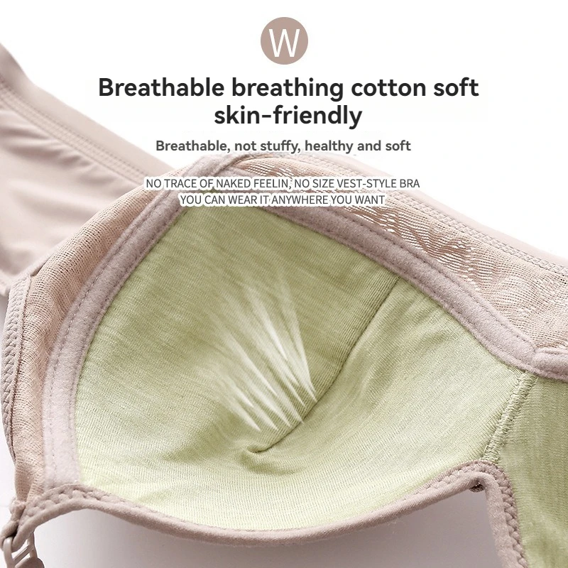 Women comfortable gathering underwear thin section comfortable breathable non-steel ring large size adjustable bra image 5