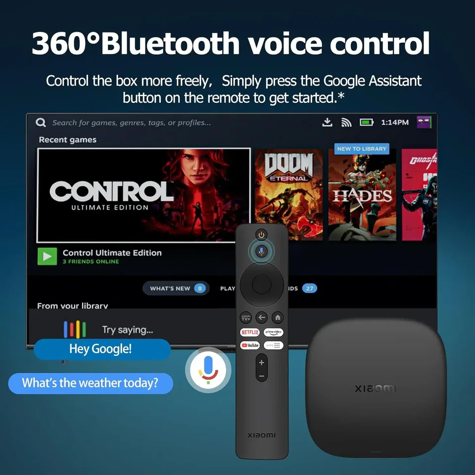 TV Box Xiaomi 3ra Gen 4K Ultra HD Bluetooth 5.2 Wi-Fi 6 2+32GB Google TV Asistente de Google 7