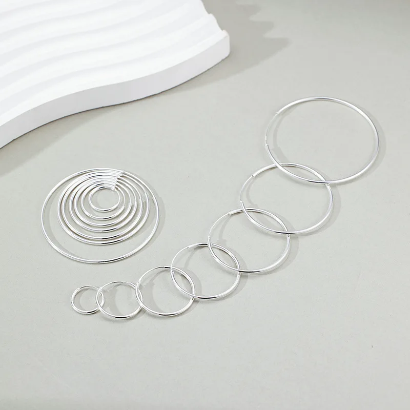 S925 Silver Hoop Earrings Minimalist Cold Style High Texture Niche Women Circle Ear Jewelry
