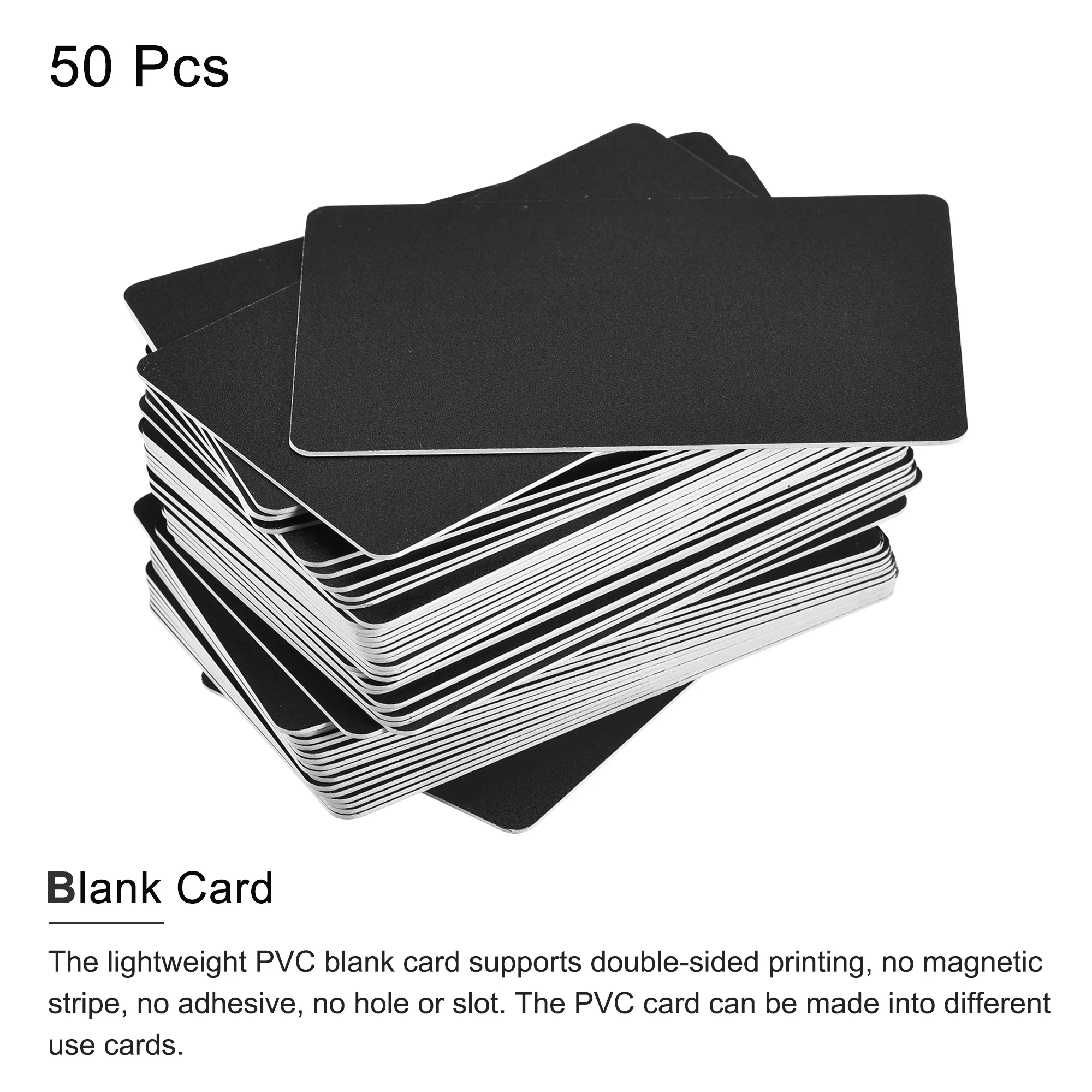 50Pcs 87mmx55mm Blank PVC Cards Black Plastic Card 14mil/15mil/28mil/30mil for ID Badge Printer Graphic Quality