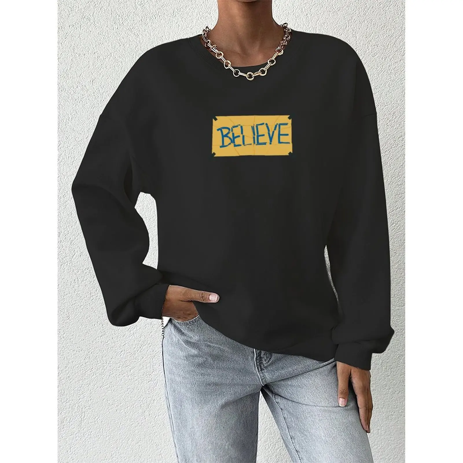 

Women's Round Neck Velvet Sweater Long Sleeve Printed Pullover Loose Fit Casual Autumn Winter Warm Tops For Daily Or Vacation We