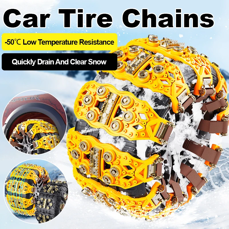 

6Pcs/set TUP Car Tire Snow Chains Set Adjustable Anti-Slip Ice Breaker Chains for Cars,Light Trucks&SUVs Durable Winter Tire