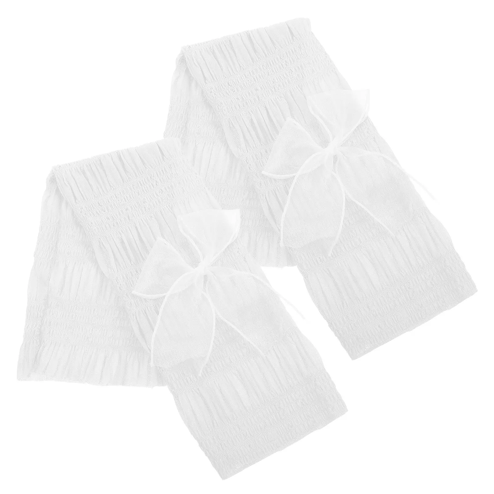 

1Pair Ballet Inspired Lace Bowknot Arm Sleeves Sheer Tulle Sun Protection Cooling Forearm Covers Breathable Lightweight Sleeves