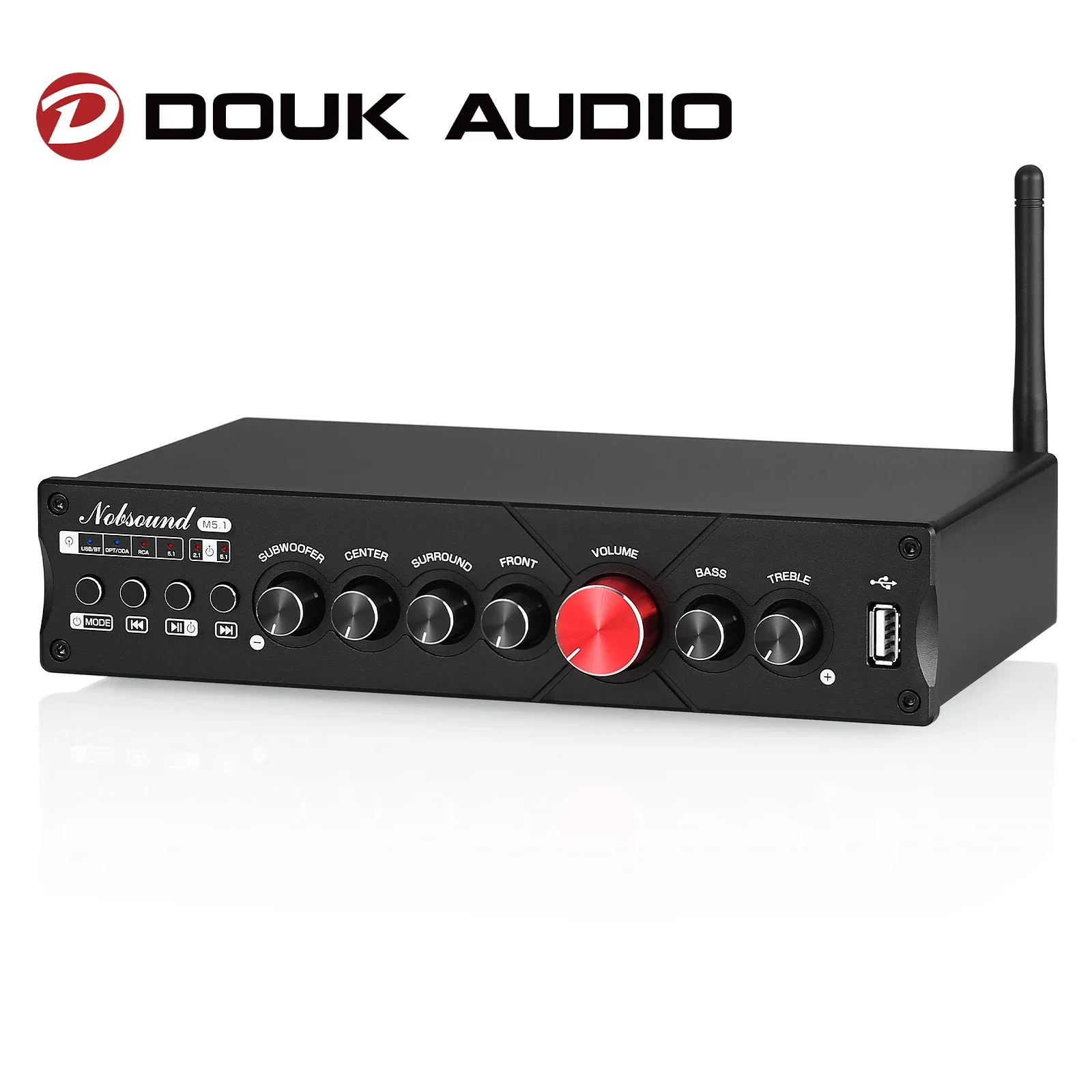 Douk Audio HiFi 5.1 Channel Digital Amplifier Bluetooth 5.0 Receiver USB/COAX/OPT Home Theater Amp Subwoofer Amp LDAC