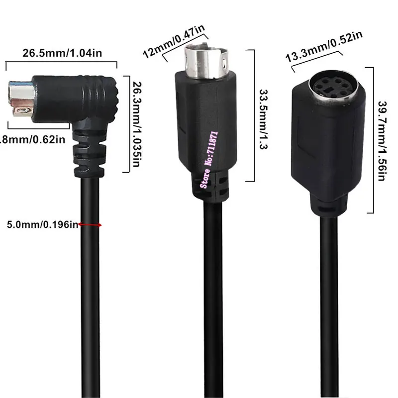 Right Angle Elbow Male to Male 6 Needle 6Pin S-Video Mini Din Cable Line 90 Degree 6 Pin S-Video Line Wire Cord Mini DIN 6P Line