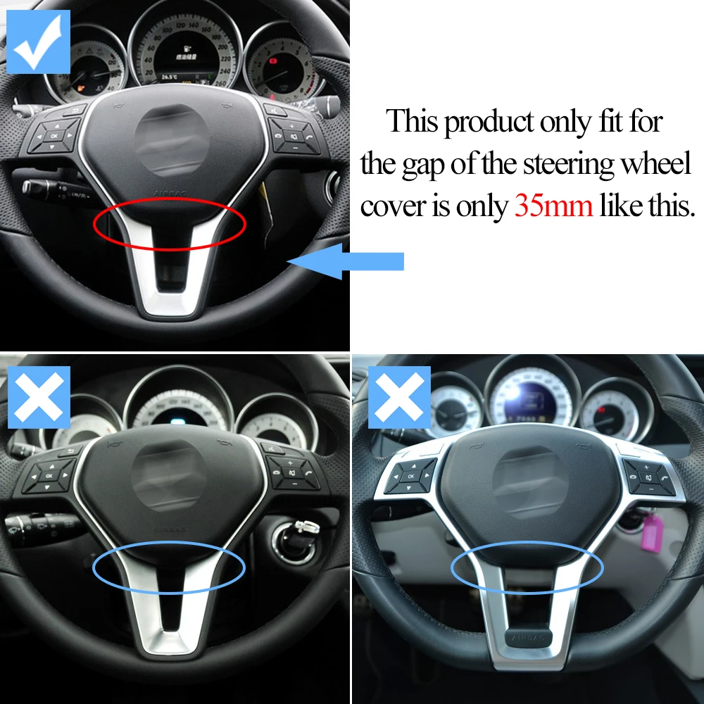 Car Steering Wheel Chrome Cover Carbon Fiber Trim Replacement For Mercedes Benz C E GLK CLS Class W176 W204 W212 GLK204 W218