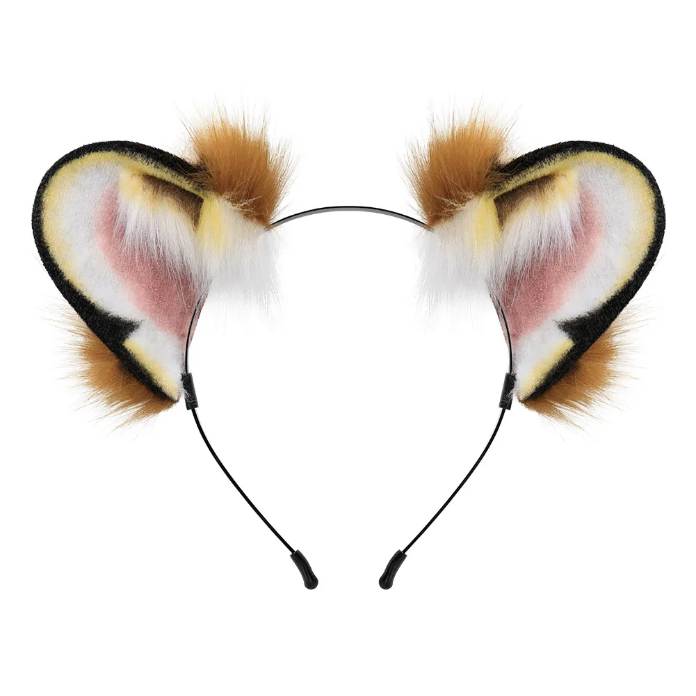 Handmade Tiger Headband Plush Simulation Animal Ear Cosplay Hair Accessories Stage Performance Props