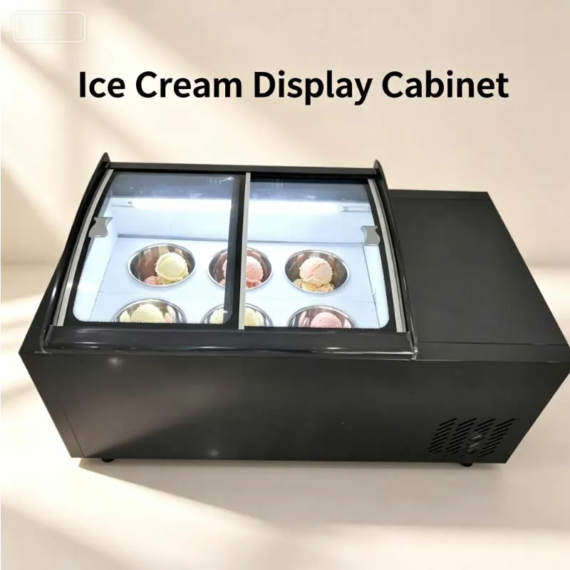 

Commercial Refrigerated Ice Cream Display Cabinet 6 Barrel Hard Ice Cream Freezers