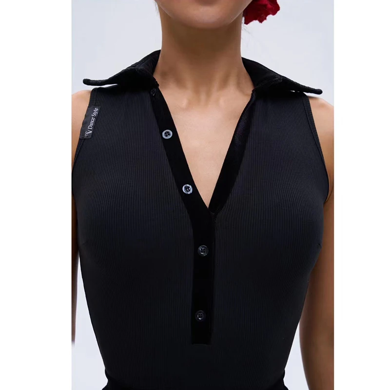 Mouwloze Latin Danskleding Vrouwen Dansen Oefenkleding Zwart Bruin Tops Sexy Wrap Hippe Rok Rumba Cha Cha Dans Jurk