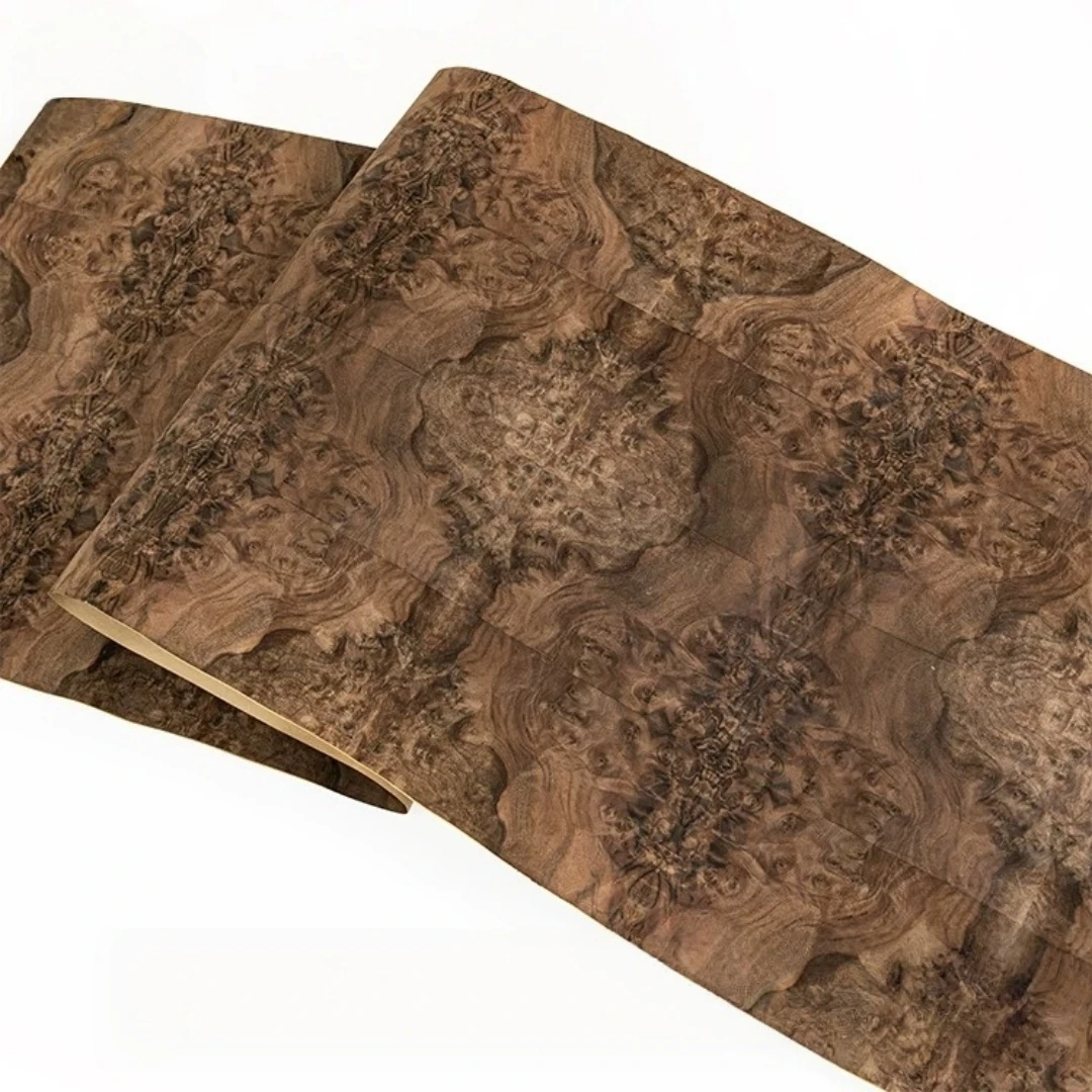 58x250cm Natural Black Walnut Burl Wood Veneer for High End Furniture Cabinets Luxury Interior Panels Decorative Woodworking